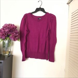 A.N.A Puffed Shoulders Long Sleeves Top Sweater Size LP